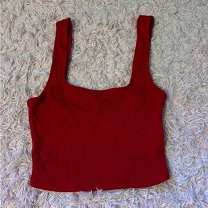 Ambiance Red Ribbed Crop Top
